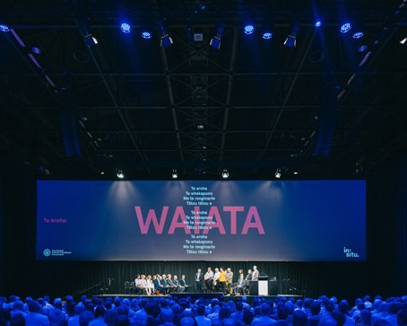 The waiata, part of the welcome / pōwhiri.