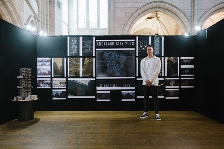 Alex Helg with his project 'Auckland 2070'