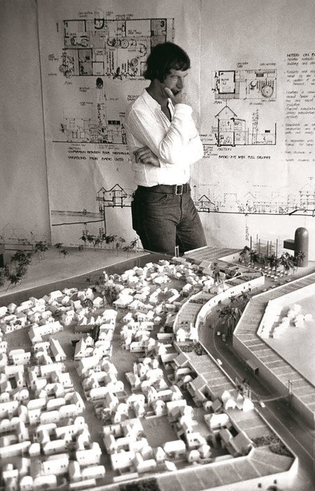 Ian Athfield with model for Phillipines Low-Cost Housing Competition winning entry