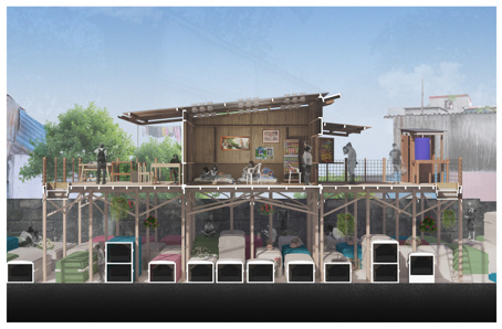 The Caretakers' Dwellings Perspective Section