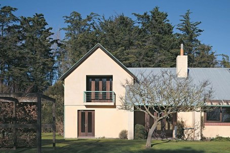 The Kain House on its site in the ‘apple belt’ on the outskirts of Christchurch.