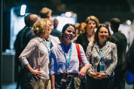 Gloria Cabral and other guest before the formal welcome.