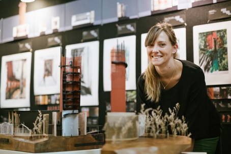 Sianne Smith with her exhibition.