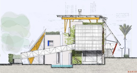 [Fig. 5] North elevation of Narrow Neck House, Auckland, 2008