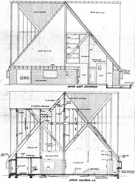 Elevation and cross-section of Chapel of Futuna