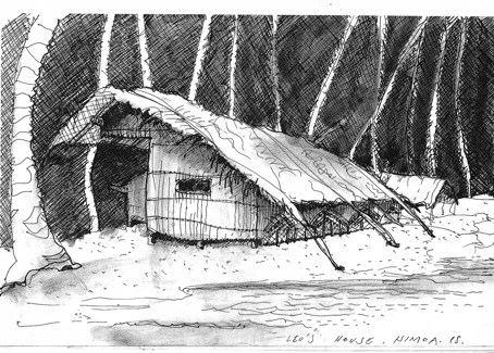 Leo’s House, Papua New Guinea; sketch by David Mitchell