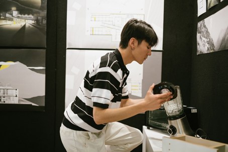 Kevin Ding with plastic shredder. Photo by David St George