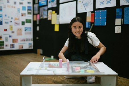 Janice Chan with her exhibition, Pool as Piazza. Photo by David St George
