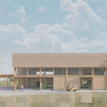 Grainform
Elevational View of the CLT Press Hall